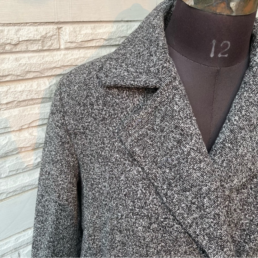 🦩Black and White Woven Overcoat - Picture 3 of 6